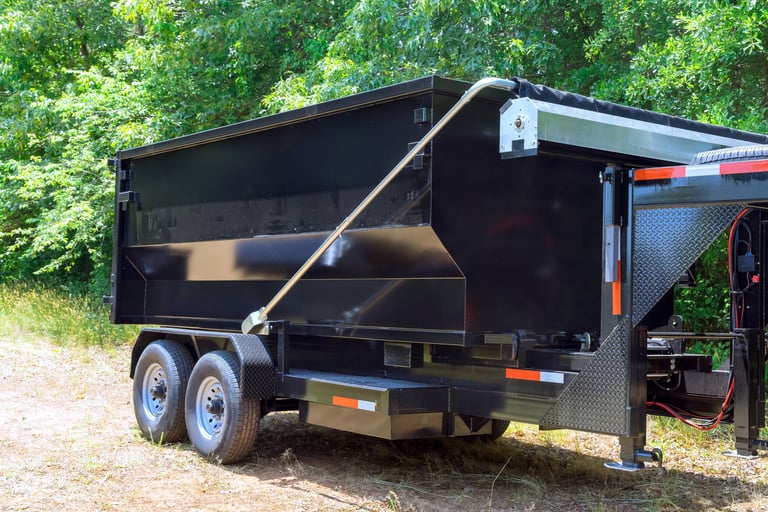 Truck unloading construction waste